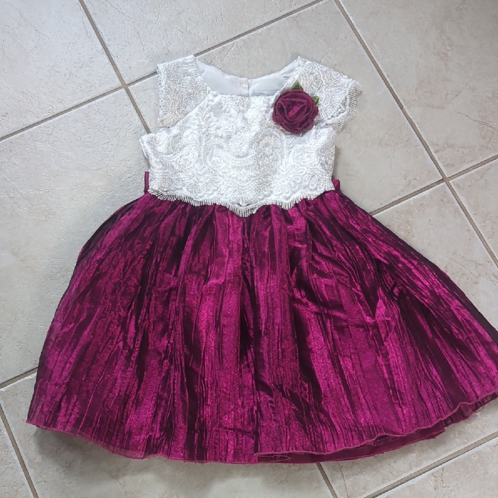 Jona Michelle White and Burgundy Kids Dress Girls Size 8